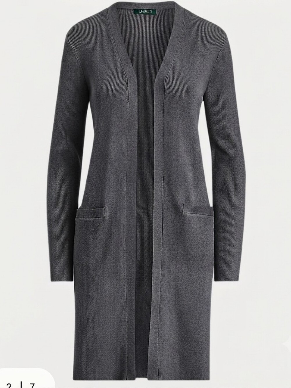 Lauren Ralph Lauren cotton blend gray long cardigan Large